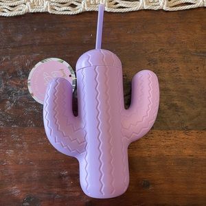 Pink Sky Cactus Cup with Straw in Purple - New